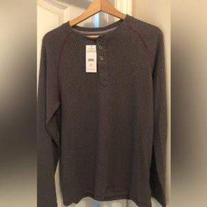 Men’s Black Brown soft Henley. Size Small in charcoal colour